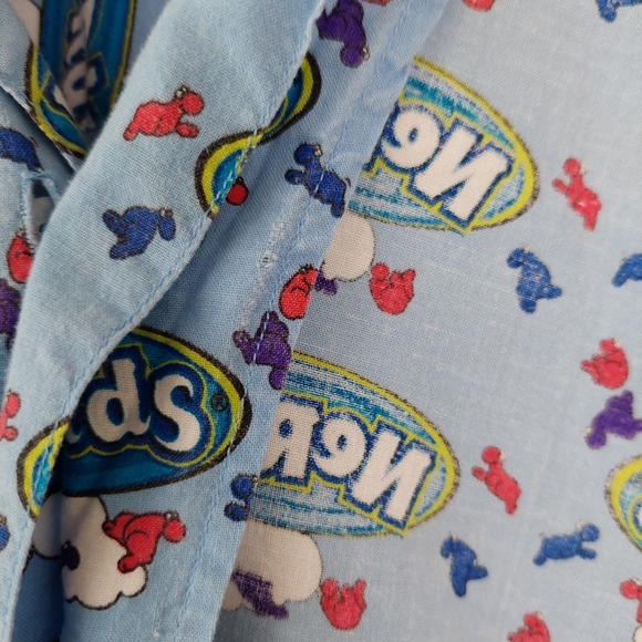 Vintage Nerds Candy Novelty Print Button Front Pajama Shirt, M - Picture 7 of 13